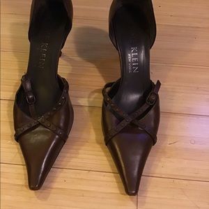 Brown leather heels
